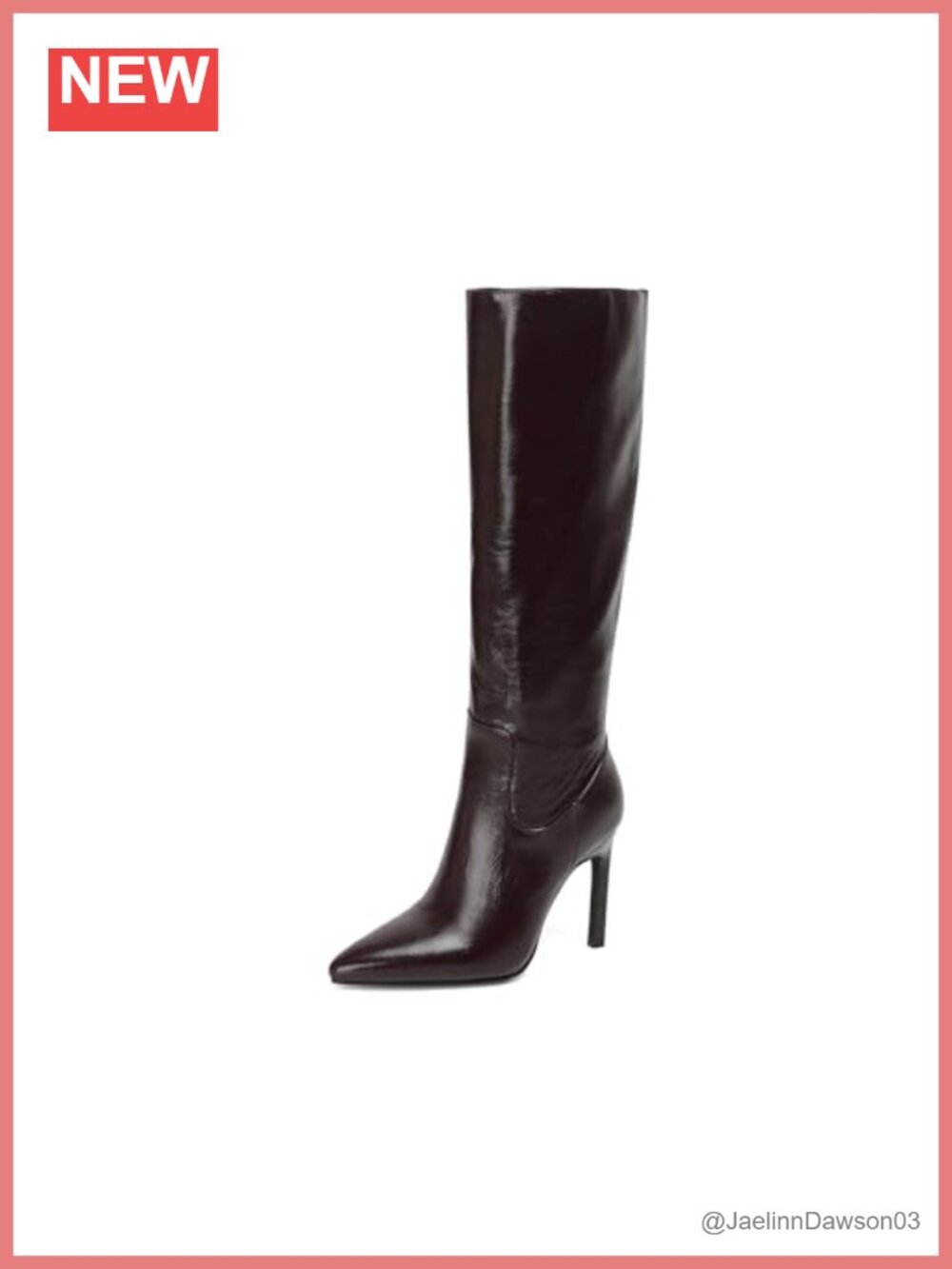 Women's Stiletto Knee High Boots PU Faux Leather Zipper Pointed Toe Fashion